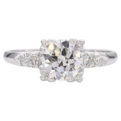 Vintage Platinum 0.95 TCW Diamond Engagement RIng