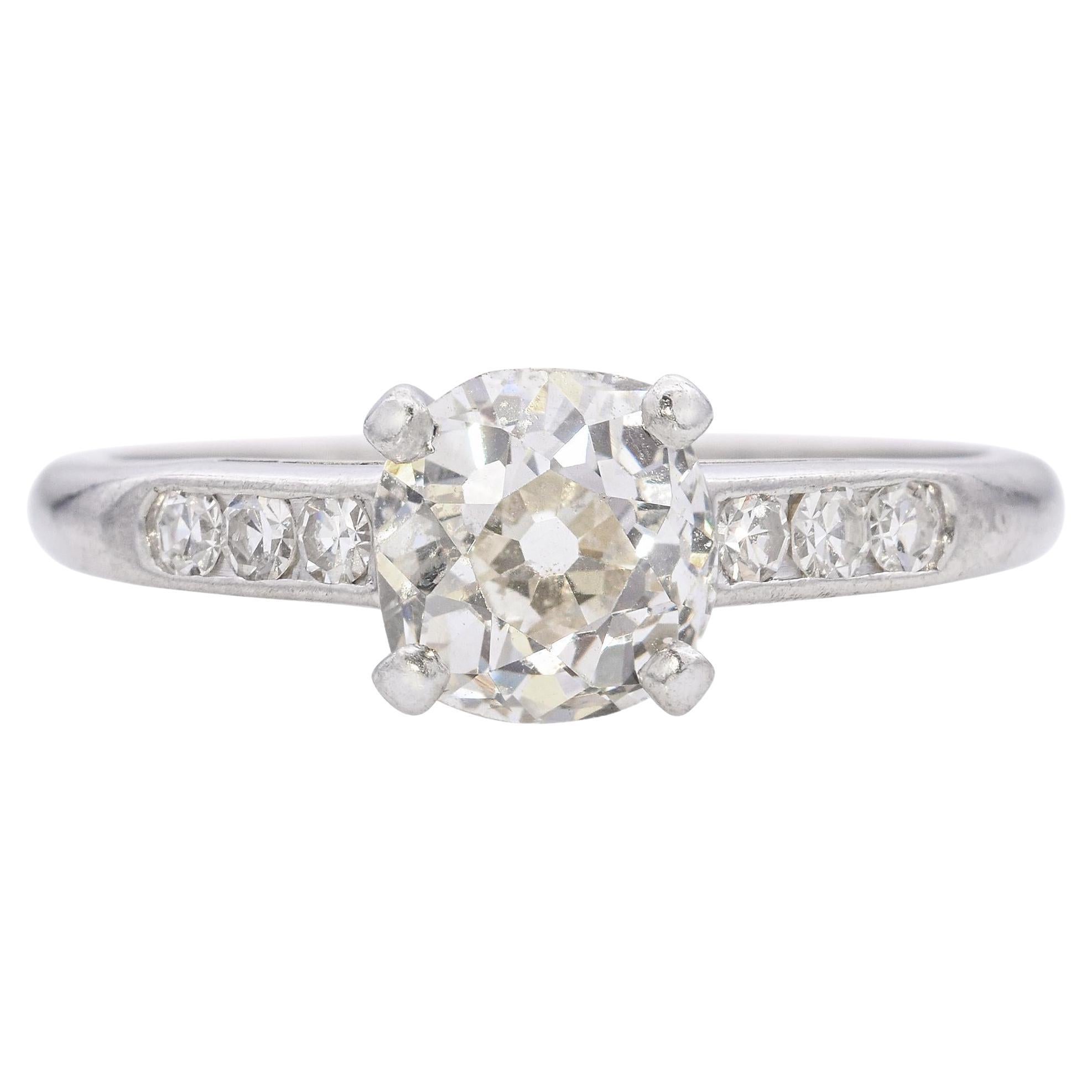 Vintage Platin 0,96ct Old European Cut Diamant Verlobungsring