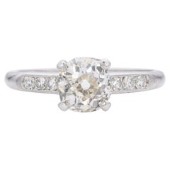 Vintage Platinum 0.96ct Old European Cut Diamond Engagement Ring