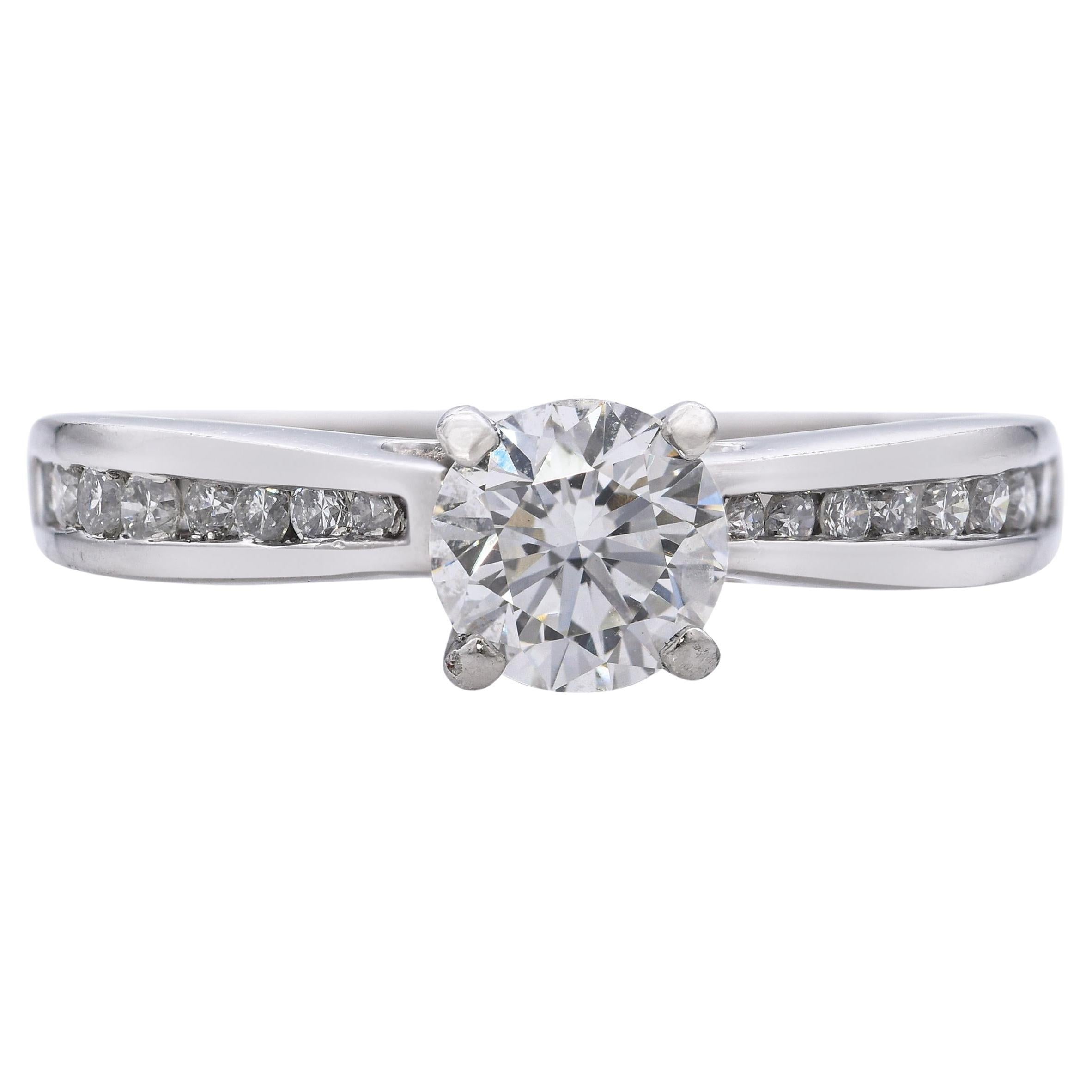 Bague de fiançailles Vintage en platine 0.98tcw Diamond