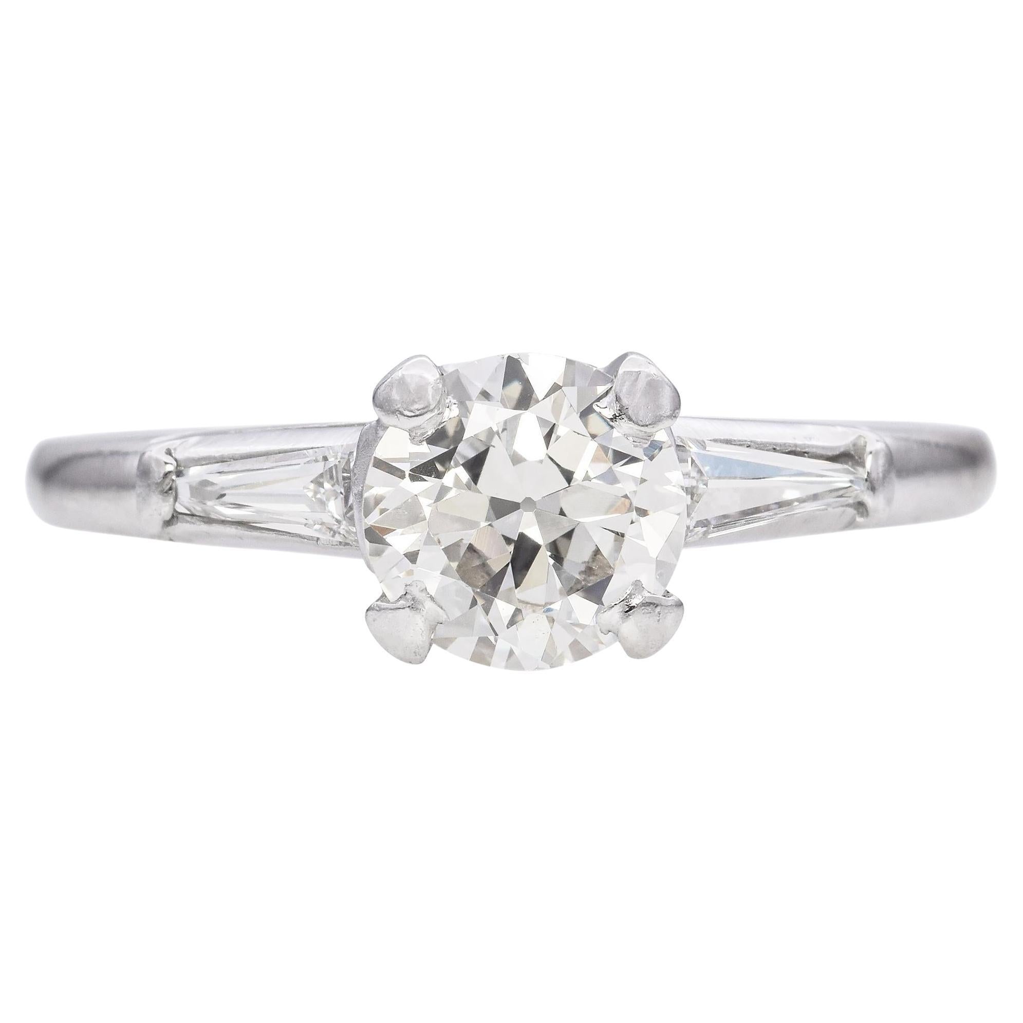 Anello di fidanzamento in platino vintage con diamante da 1,0 TCW