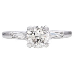 Anello di fidanzamento in platino vintage con diamante da 1,0 TCW