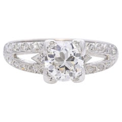Bague de fiançailles vintage en platine 1,01ct diamant taille brillant