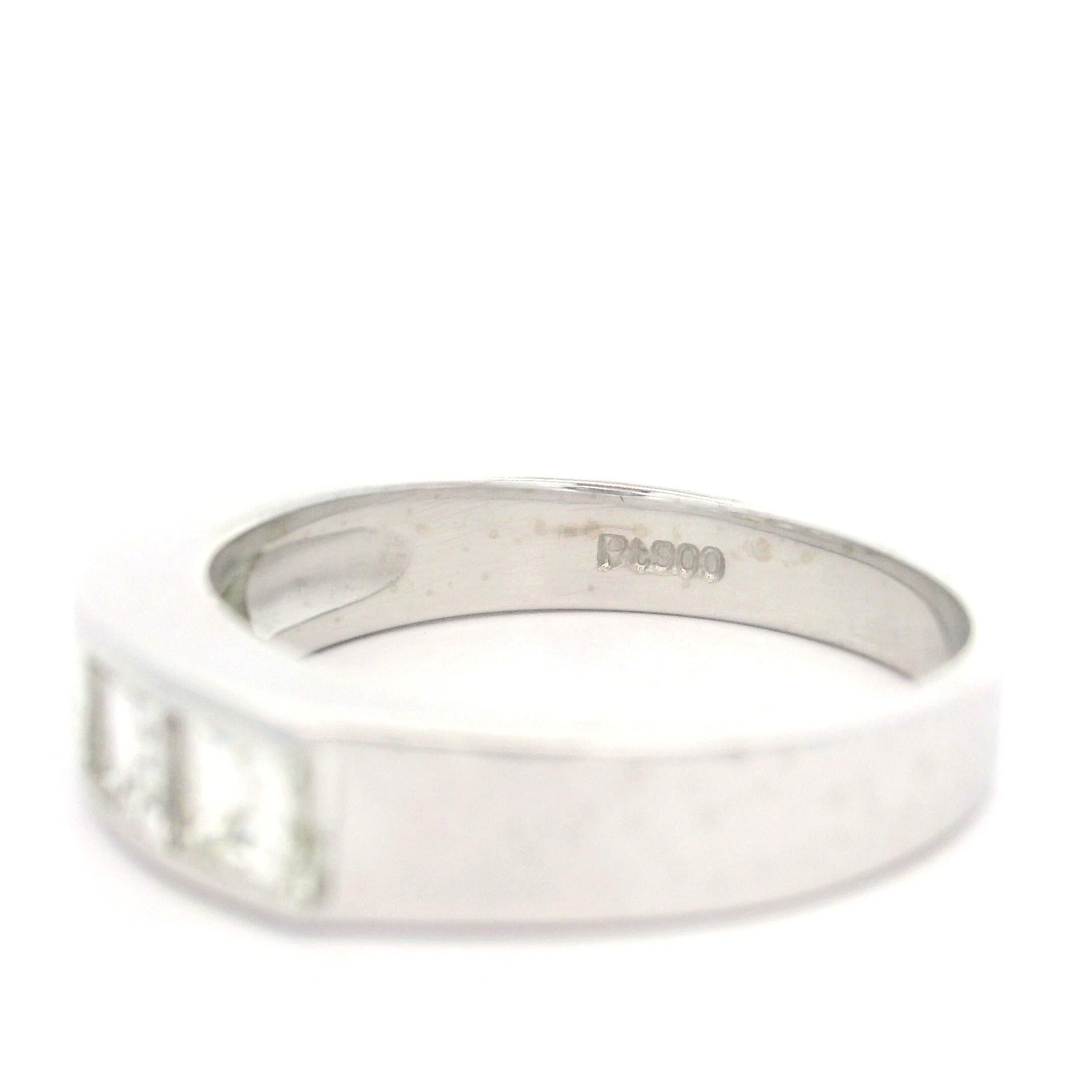 Vintage Platinum 1.01ct Square Step Carre Cut Channel Diamond 5 Stone Band Ring 6