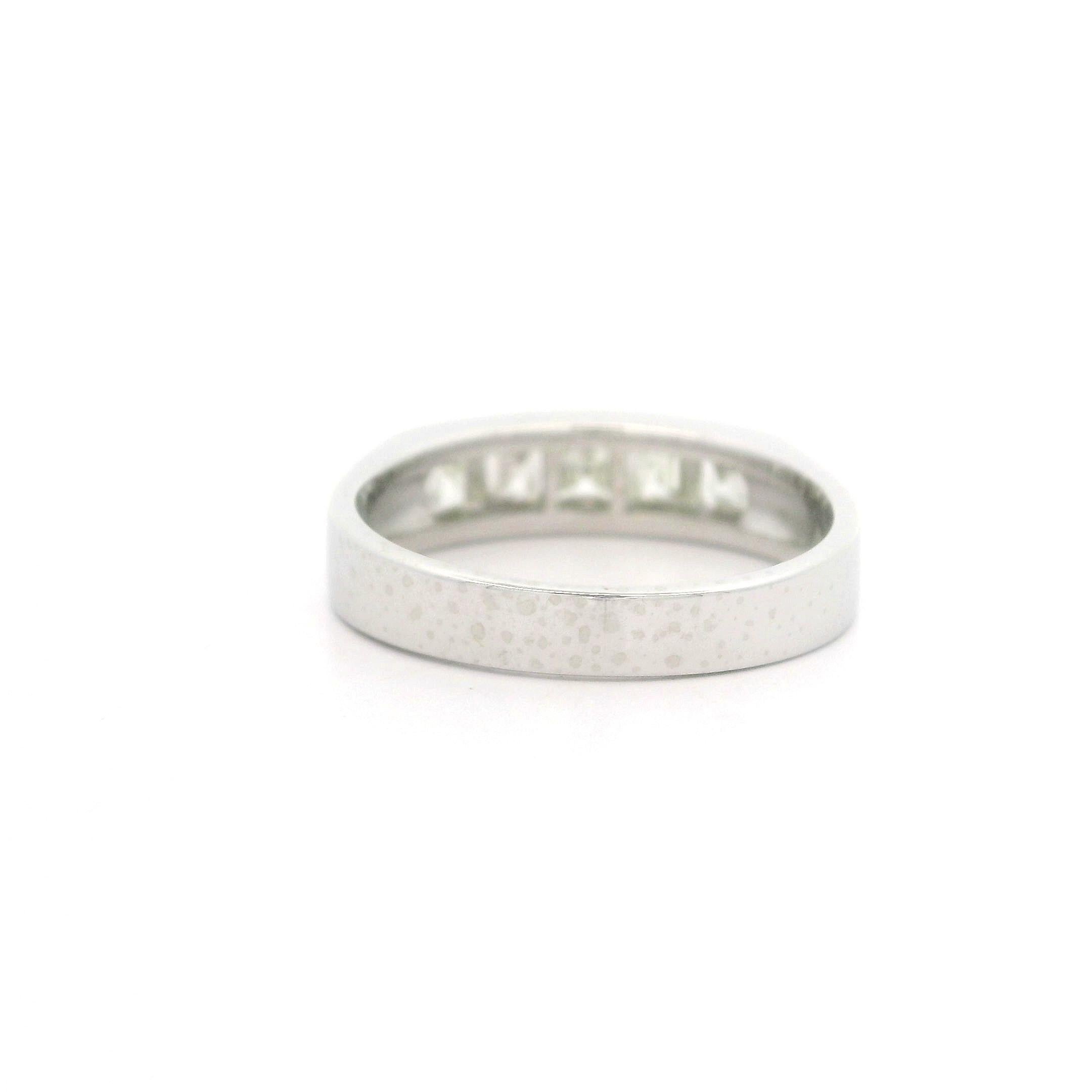 Vintage Platinum 1.01ct Square Step Carre Cut Channel Diamond 5 Stone Band Ring 3