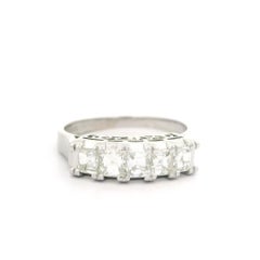 Anello vintage in platino 1,01ctw Carre Square Step Diamond 5 Stone Open Work Band