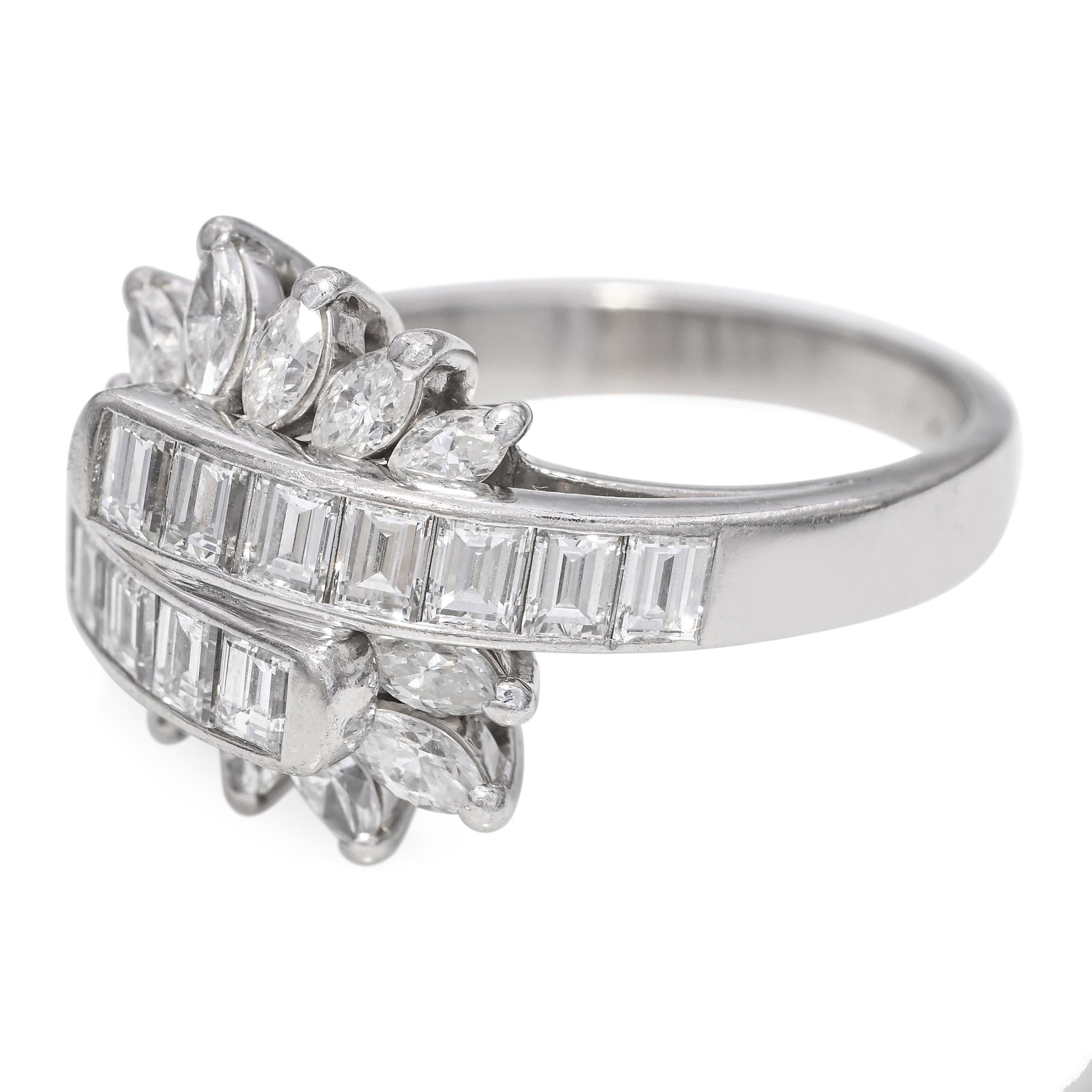 Mixed Cut Vintage Platinum 1.02tcw Diamond Statement Ring For Sale