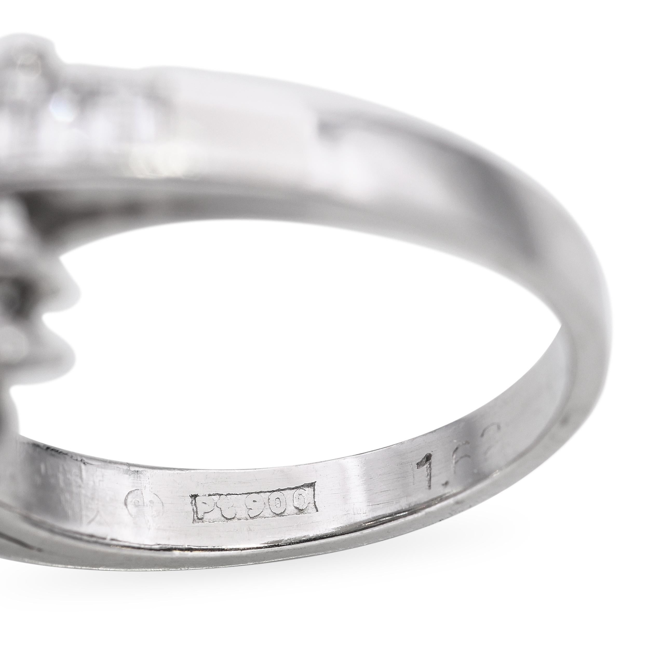 Vintage Platinum 1.02tcw Diamond Statement Ring For Sale 1