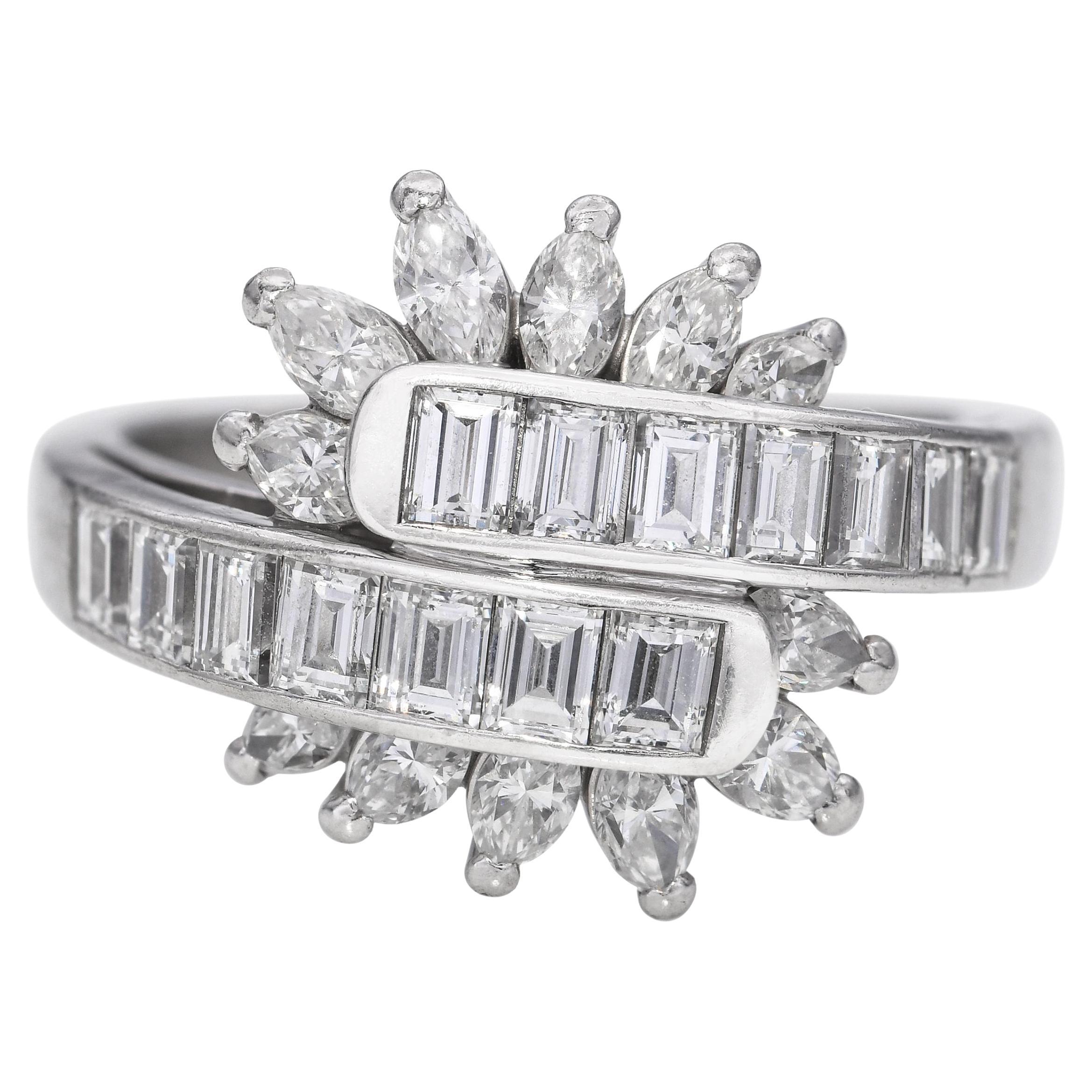 Vintage Platinum 1.02tcw Diamond Statement Ring For Sale