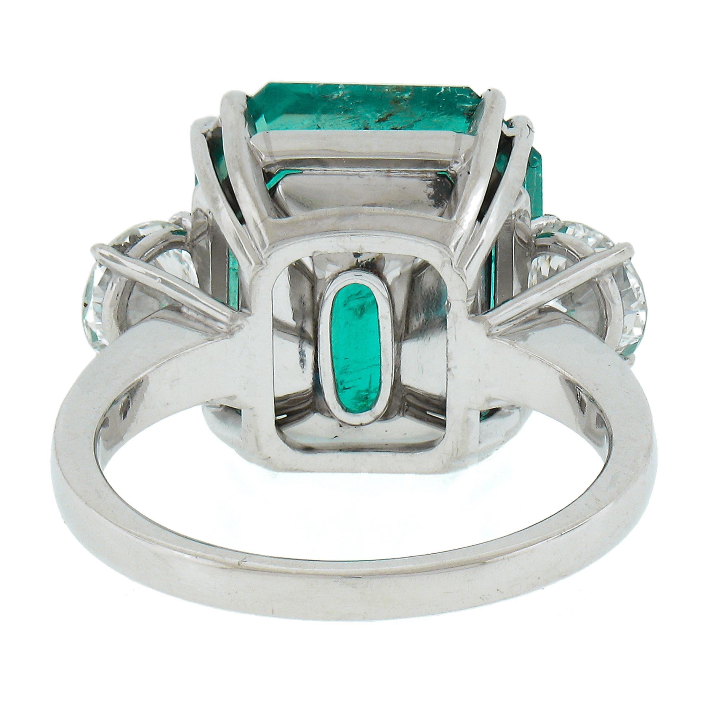 Vintage Platinum 10.31ct AGL Square Colombian Emerald w/ Diamond Cocktail Ring For Sale 2
