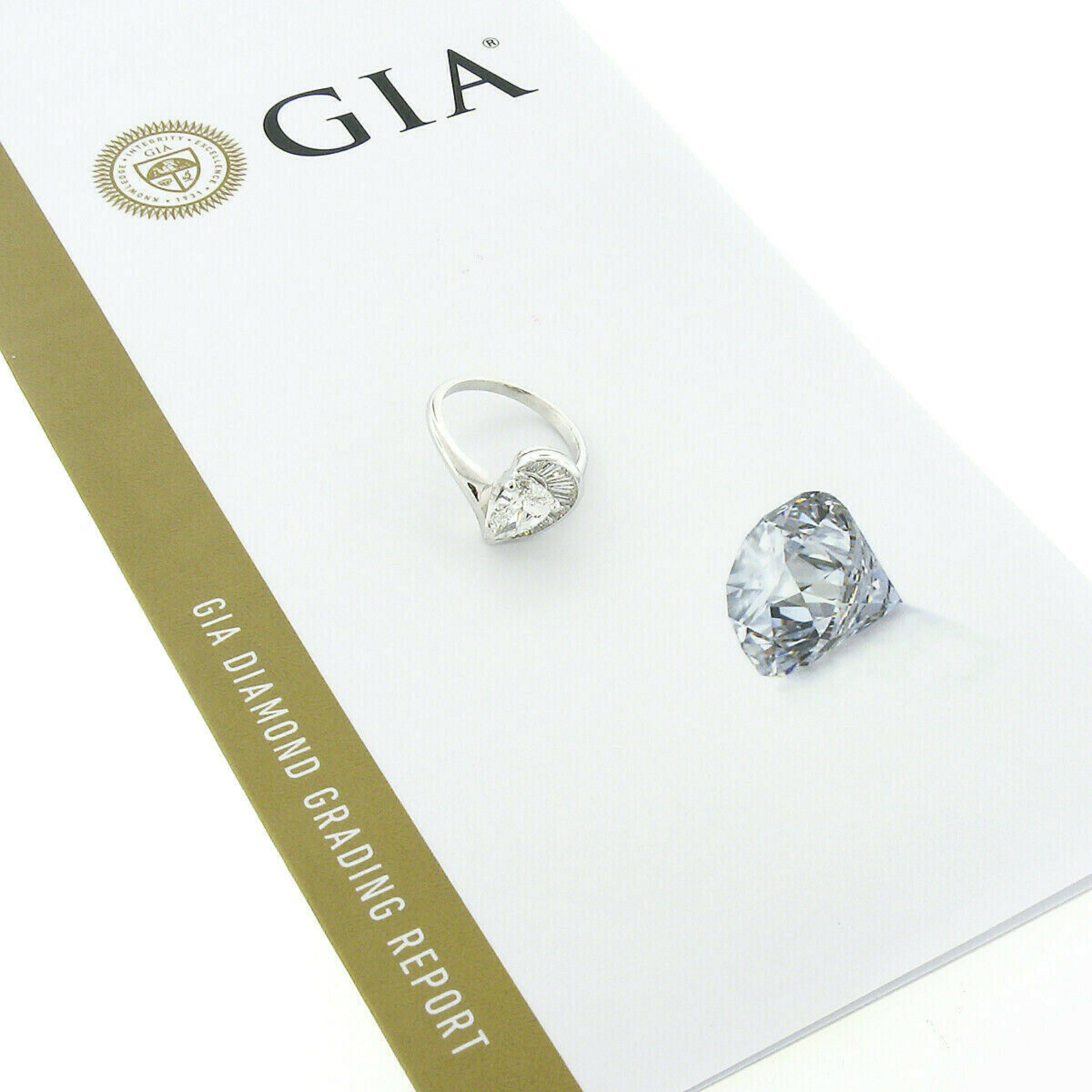 Vintage Platinum 1.06ct GIA Pear Diamond Solitaire & Baguettes Engagement Ring 5