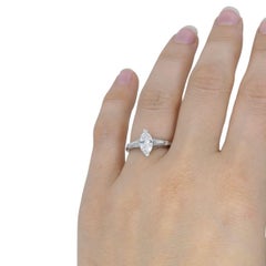 Vintage Platinum 1.07 Carat Marquise Diamond Three Stone Ring