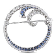 Vintage Platinum 1.0ct Diamond and Sapphire Brooch MF26-062526