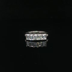 Vintage Platinum 1.11ctw 5 Rectangular Step Cut Diamond Stack Wedding Band Ring