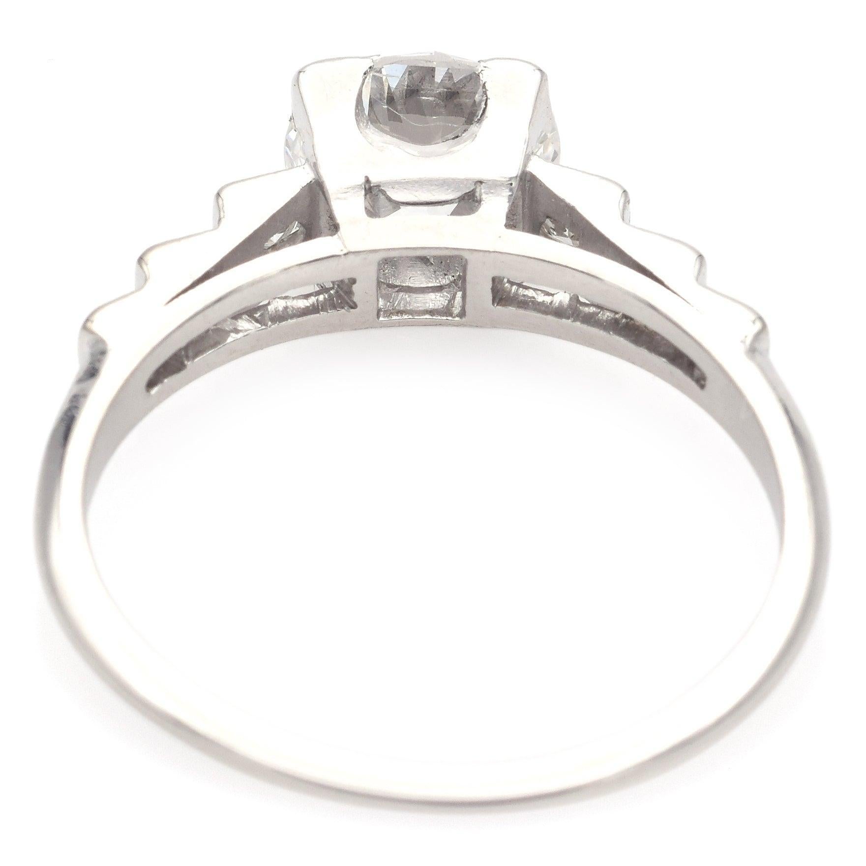 De las mujeres Vintage Platinum 1.12 Ct D SI1 Diamond Engagement Ring GIA en venta