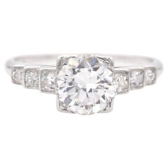 Vintage Platinum 1.12 Ct D SI1 Diamond Engagement Ring GIA