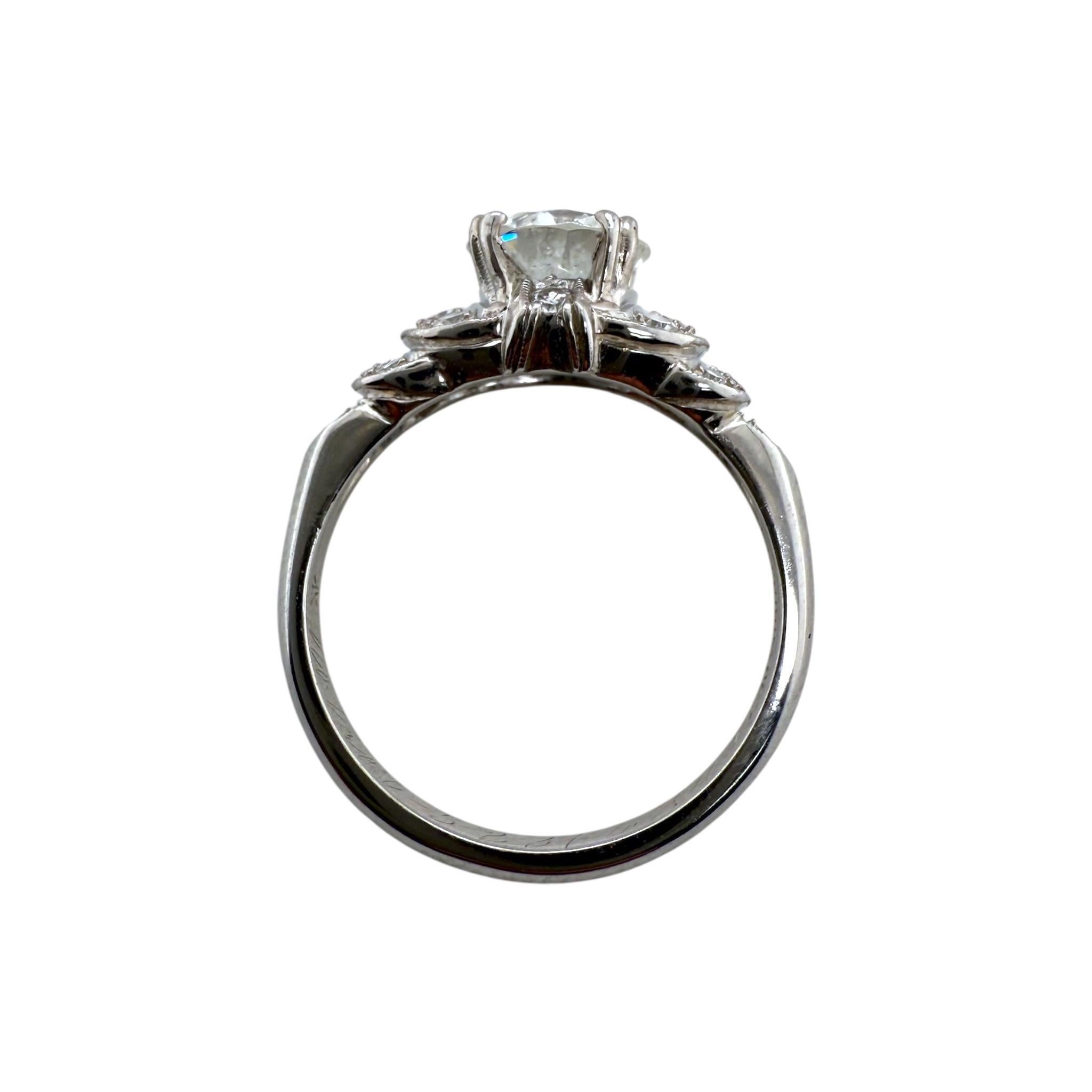 Vintage Platin 1,15 Karat Old European Cut Diamant Verlobungsring im Angebot 4