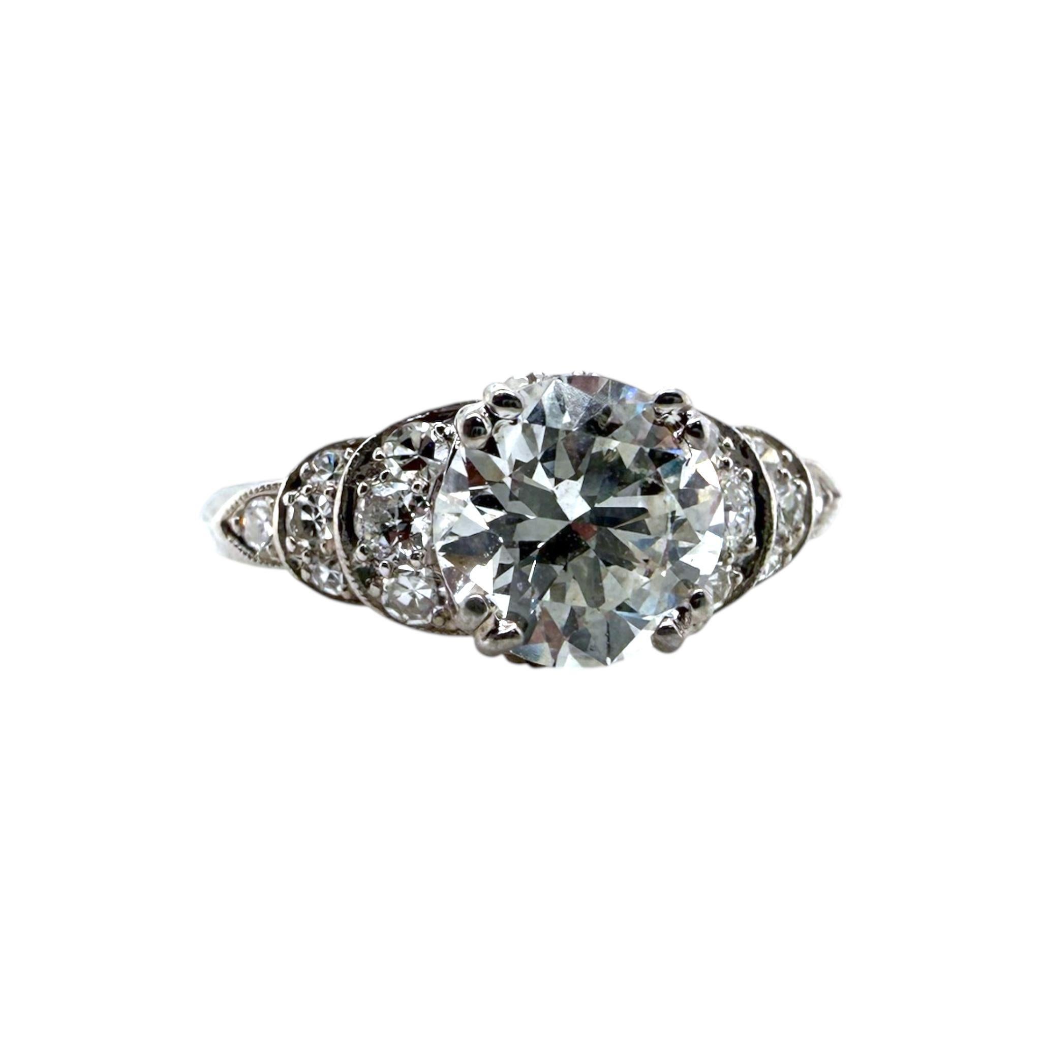 Vintage Platin 1,15 Karat Old European Cut Diamant Verlobungsring im Zustand „Hervorragend“ im Angebot in Montgomery, AL