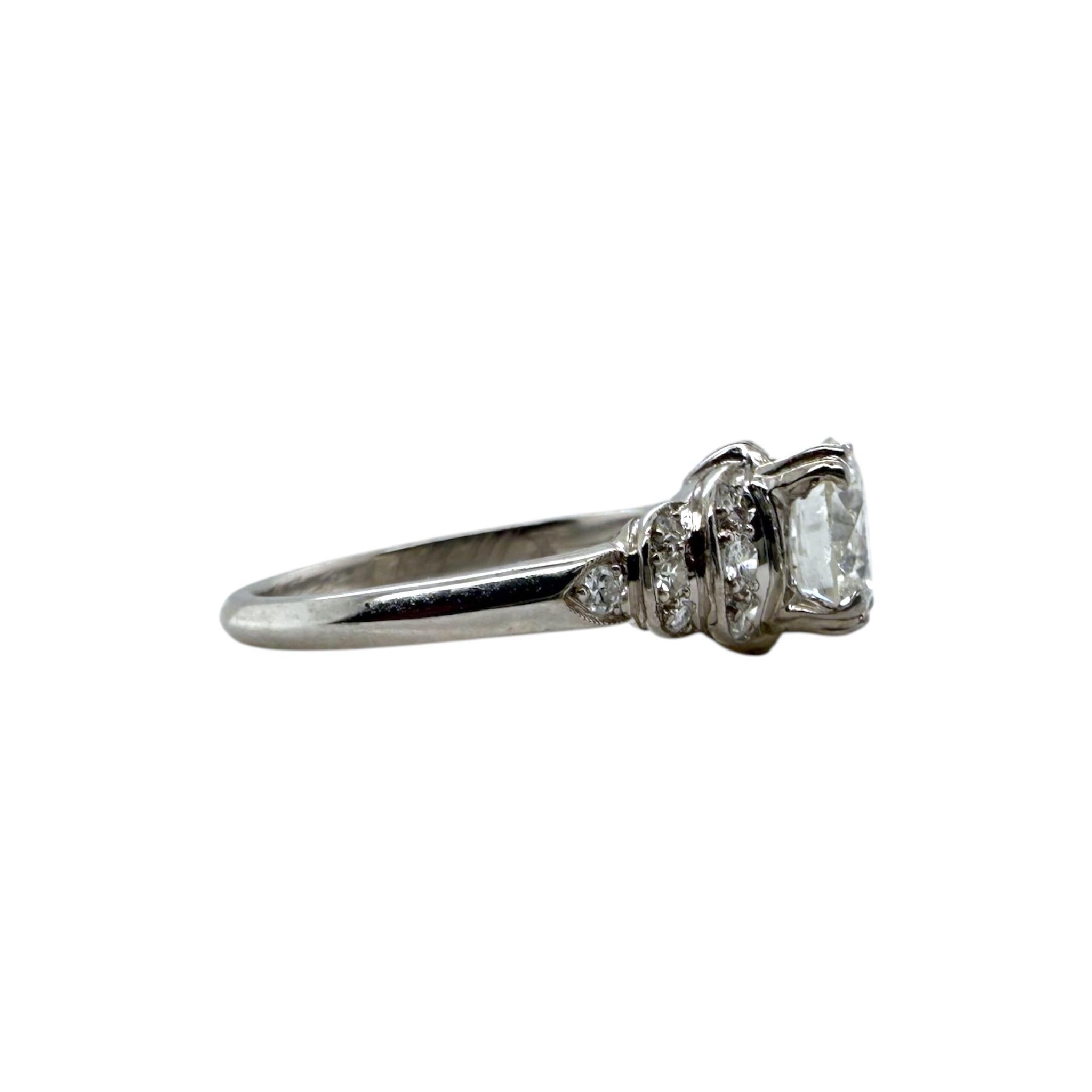 Vintage Platin 1,15 Karat Old European Cut Diamant Verlobungsring im Angebot 2