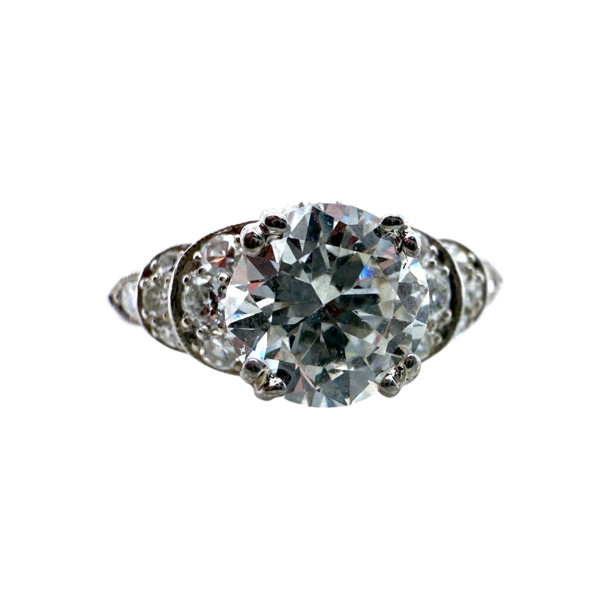 Vintage Platin 1,15 Karat Old European Cut Diamant Verlobungsring im Angebot 3