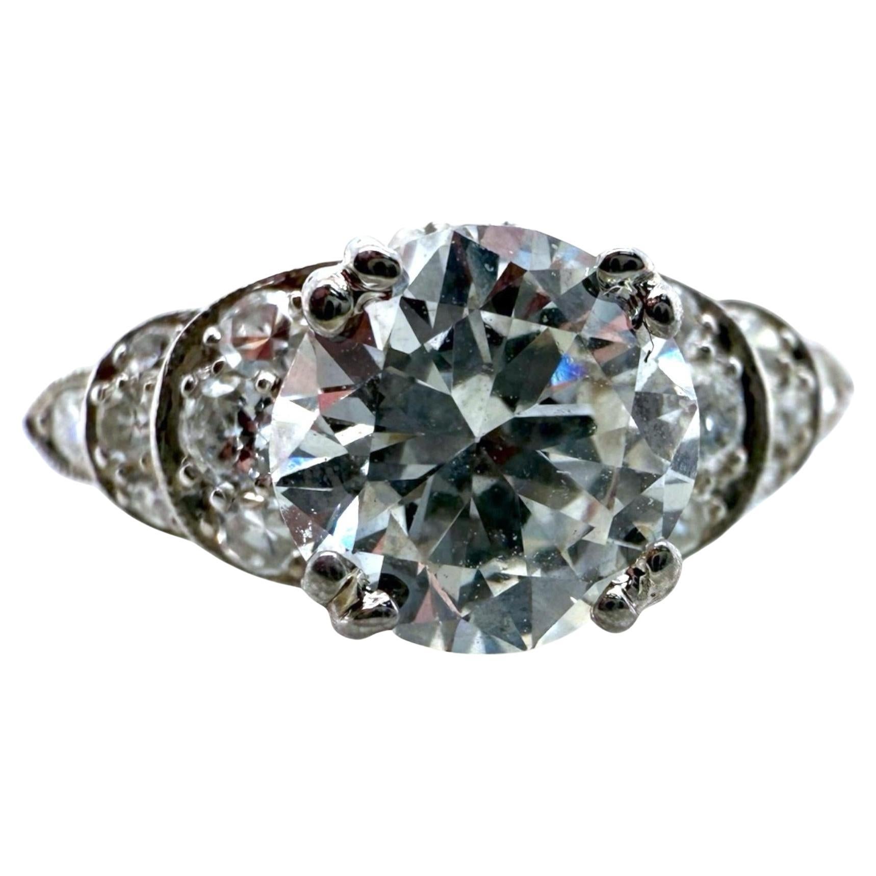Vintage Platin 1,15 Karat Old European Cut Diamant Verlobungsring im Angebot