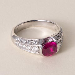 Vintage Platinum 1.17 Carat Burma Ruby and Diamond Ring