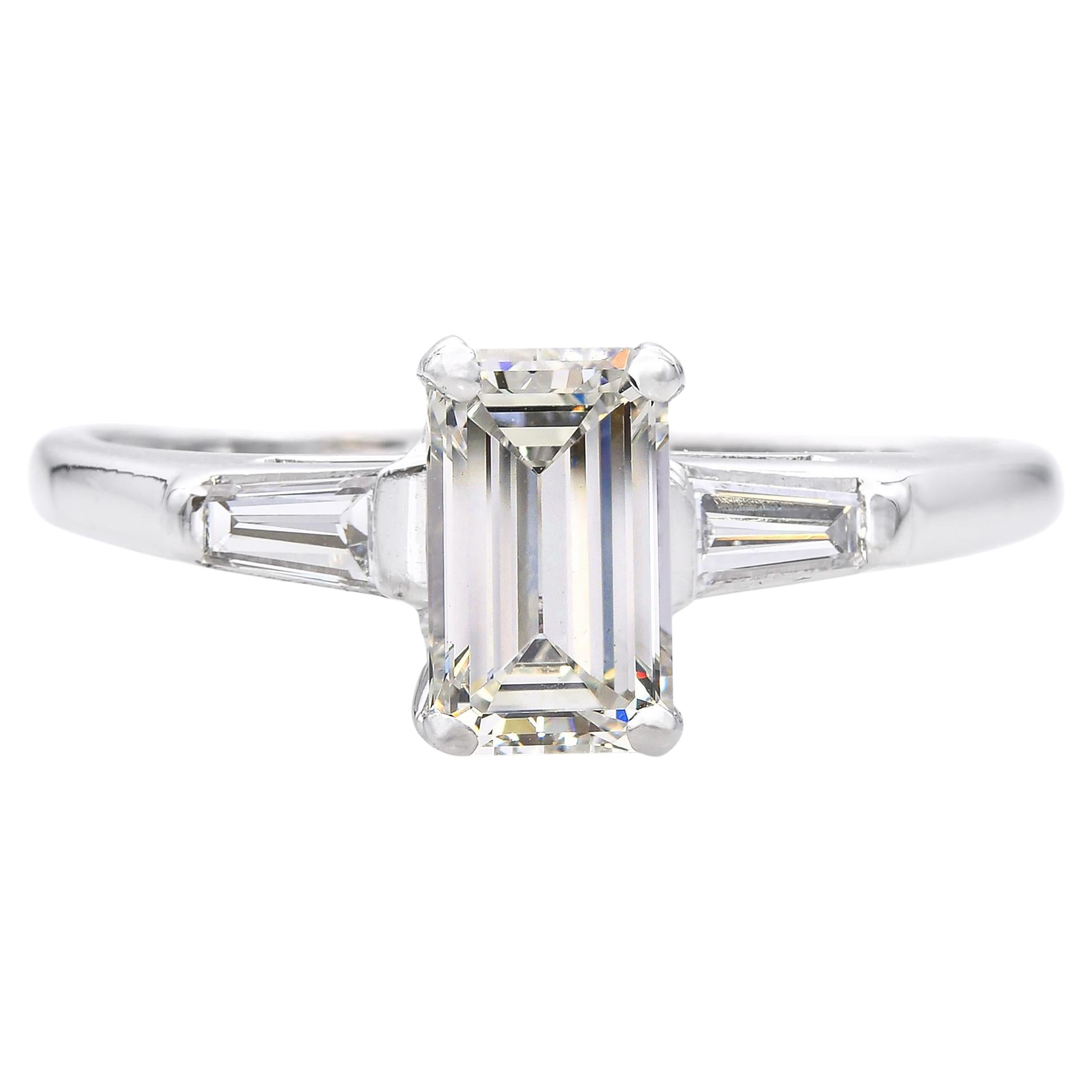 Anello di fidanzamento in platino vintage con diamanti 1,18tcw GIA F VS2