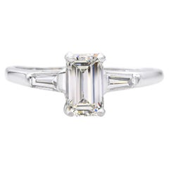 Anello di fidanzamento in platino vintage con diamanti 1,18tcw GIA F VS2