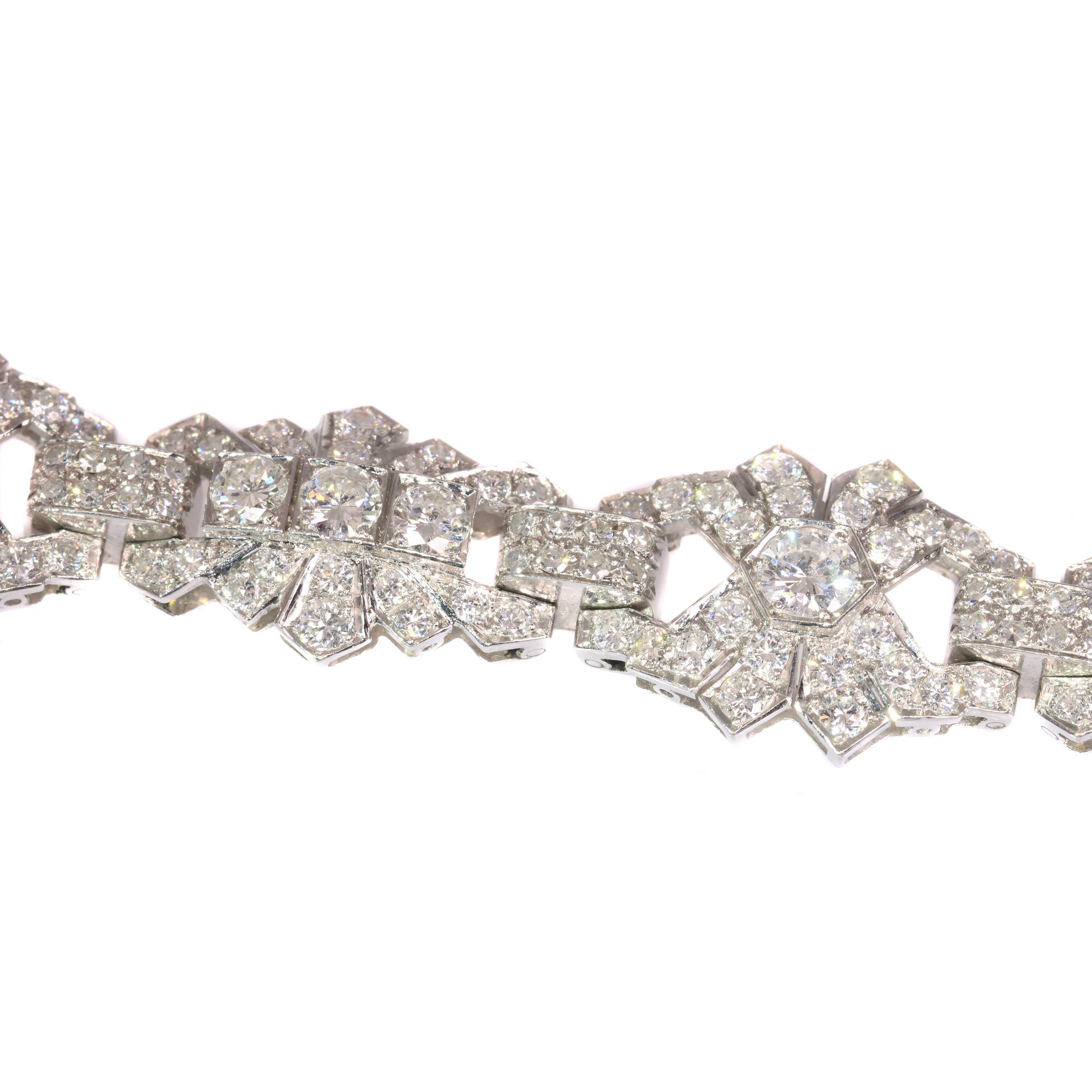 Vintage Platinum 12 Carat Diamond Bracelet, Art Deco Style Made in the 1950s For Sale 2