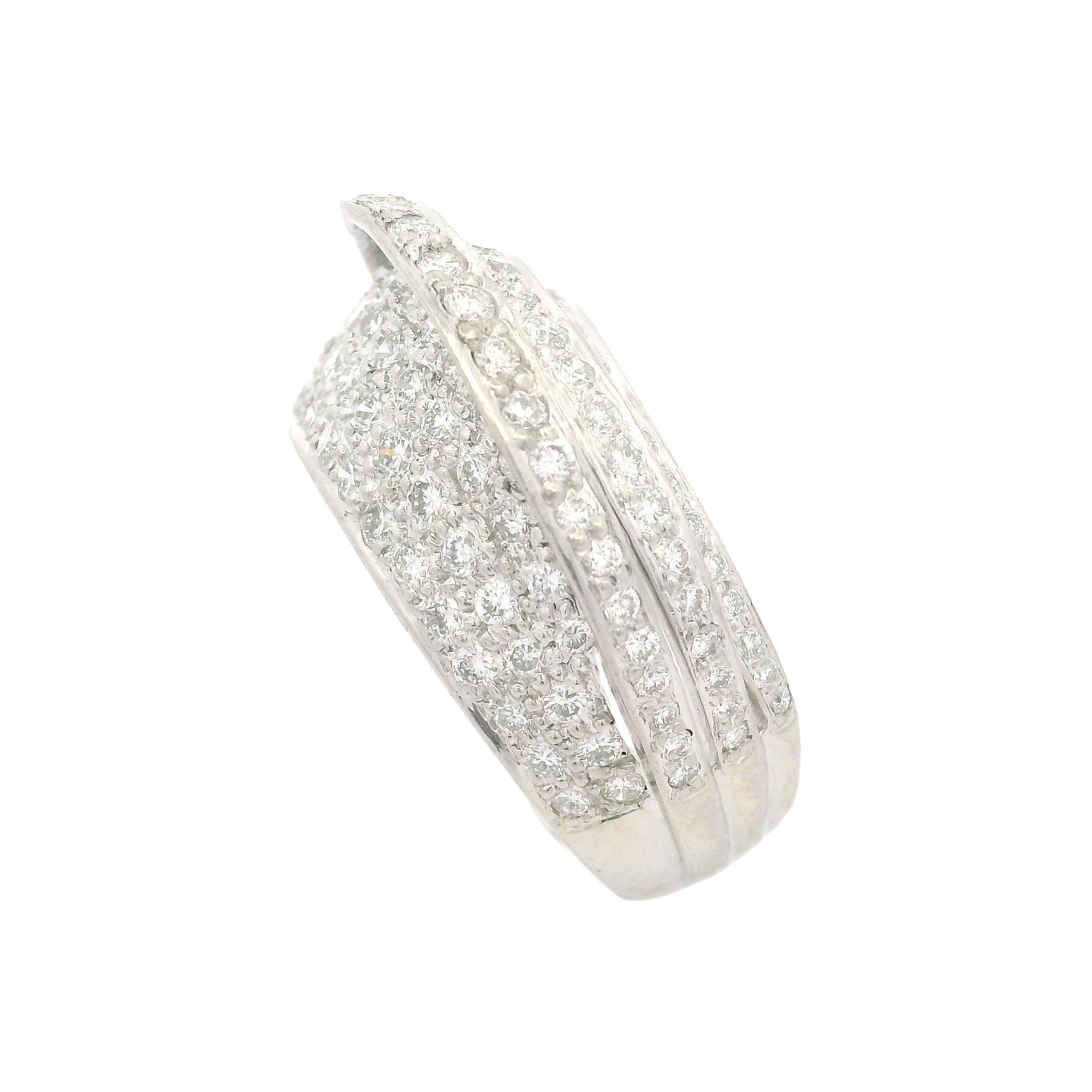 Bague cocktail de style empilable en platine avec diamants pavés de 1,25 ctw en vente 5