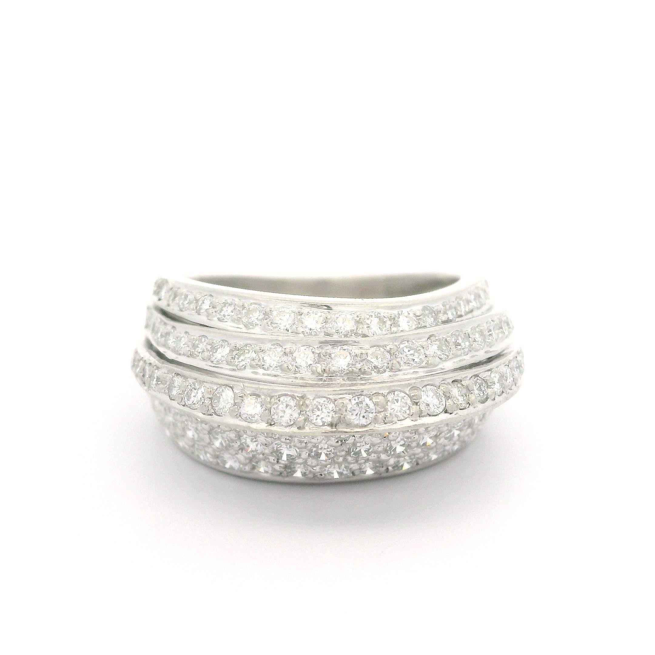 Bague cocktail de style empilable en platine avec diamants pavés de 1,25 ctw en vente 6