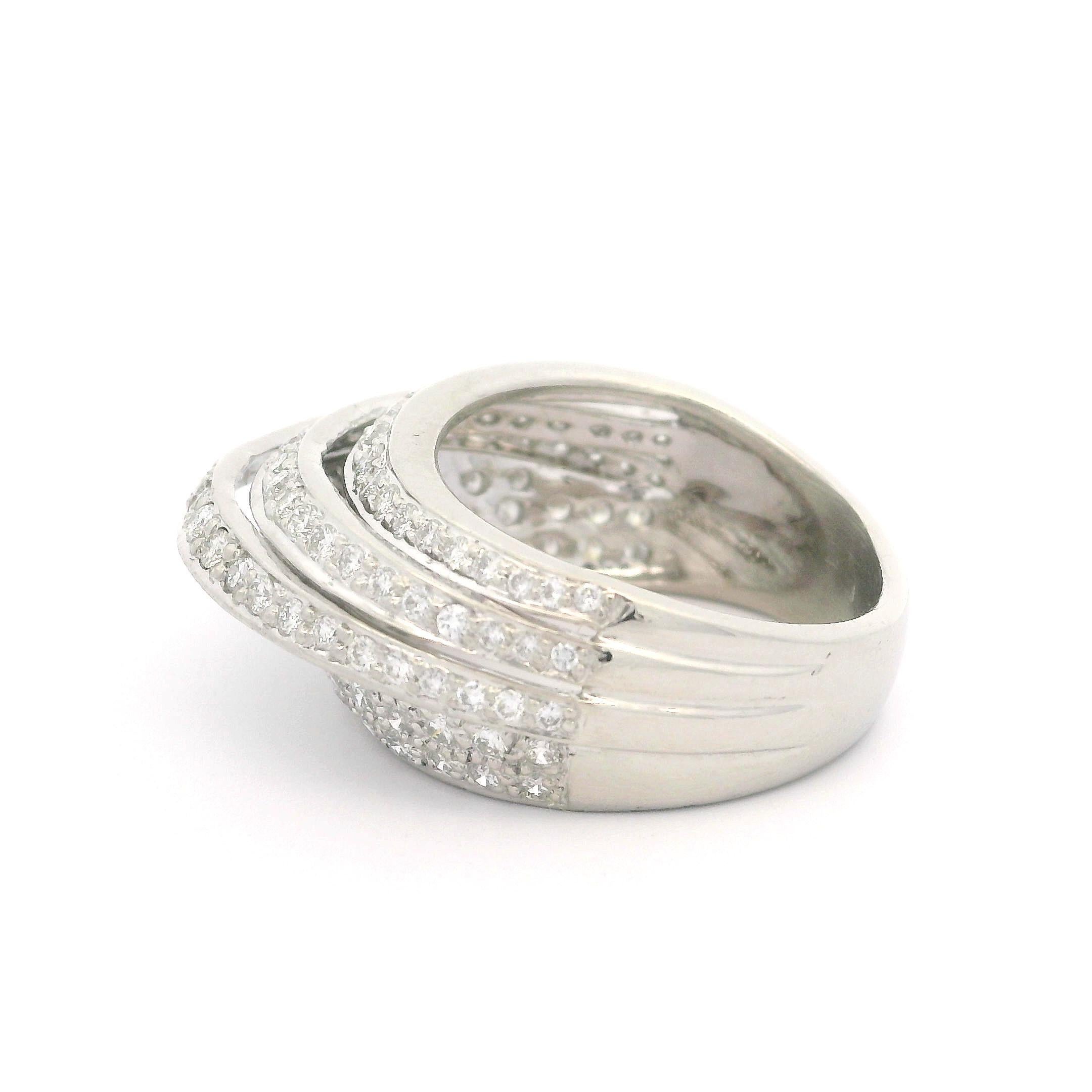 Bague cocktail de style empilable en platine avec diamants pavés de 1,25 ctw en vente 10