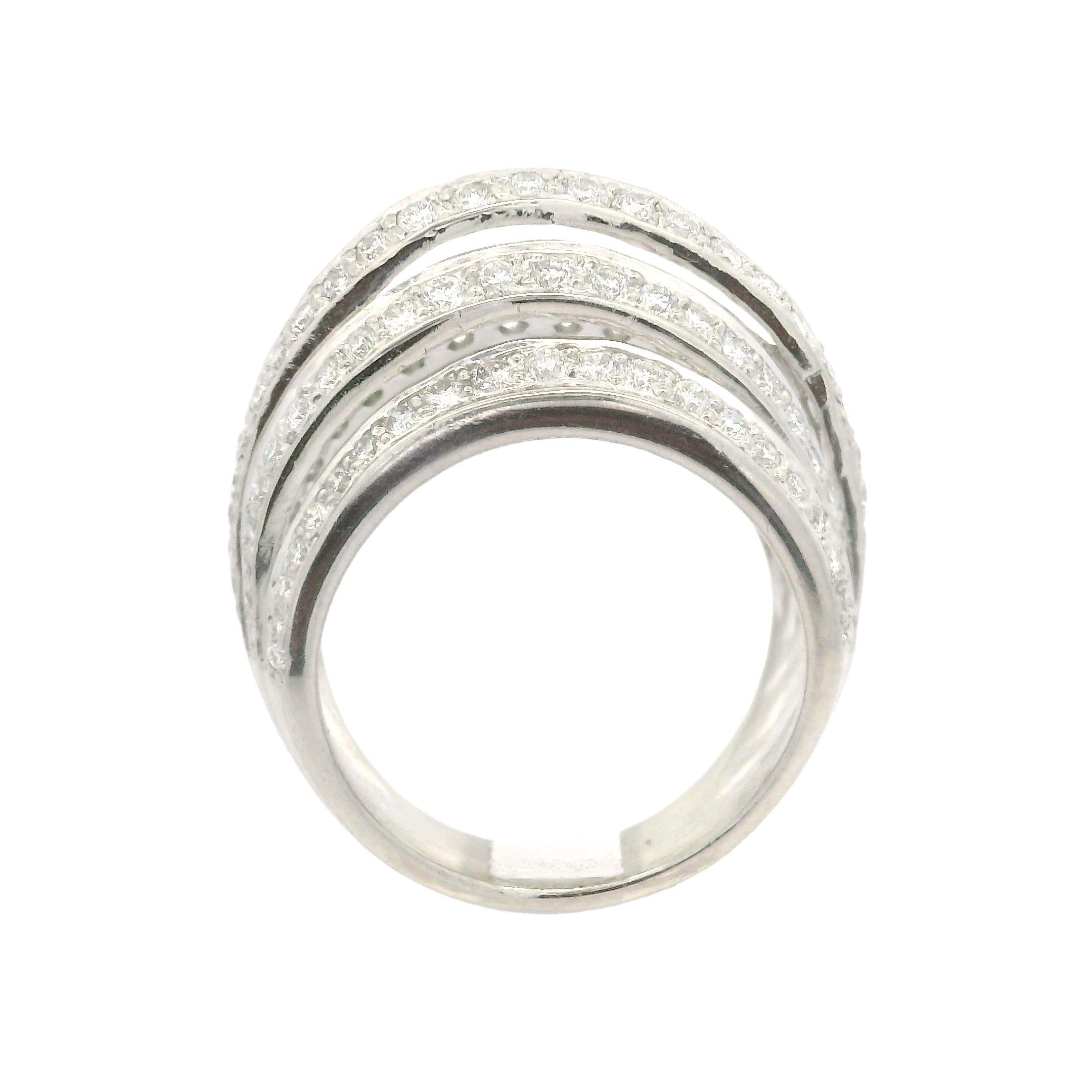 Bague cocktail de style empilable en platine avec diamants pavés de 1,25 ctw en vente 12