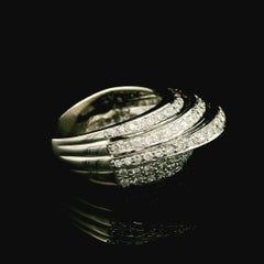 Vintage Platinum 1.25ctw Pave Fiery Diamond Stack Style Cocktail Band Ring
