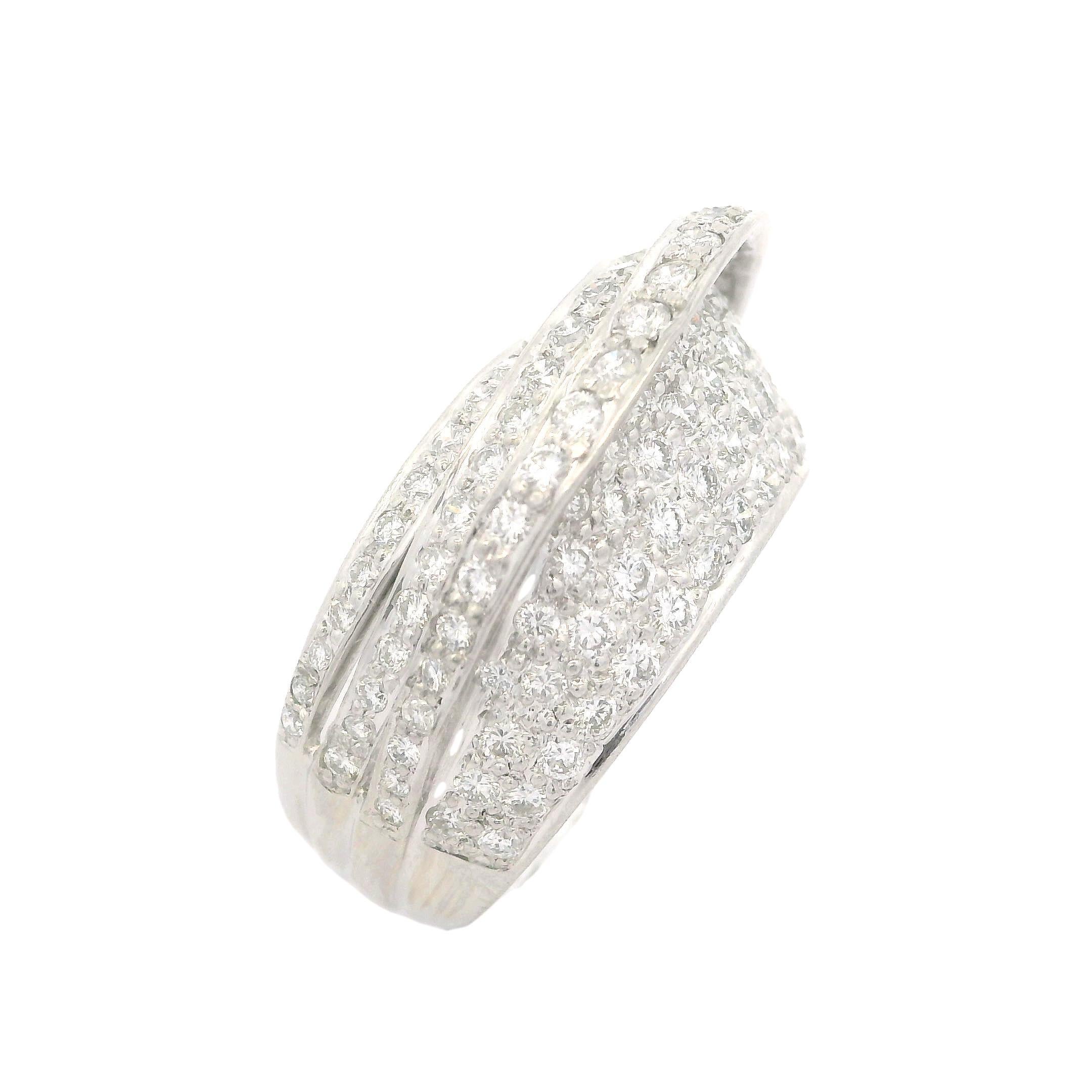 Bague cocktail de style empilable en platine avec diamants pavés de 1,25 ctw en vente 4