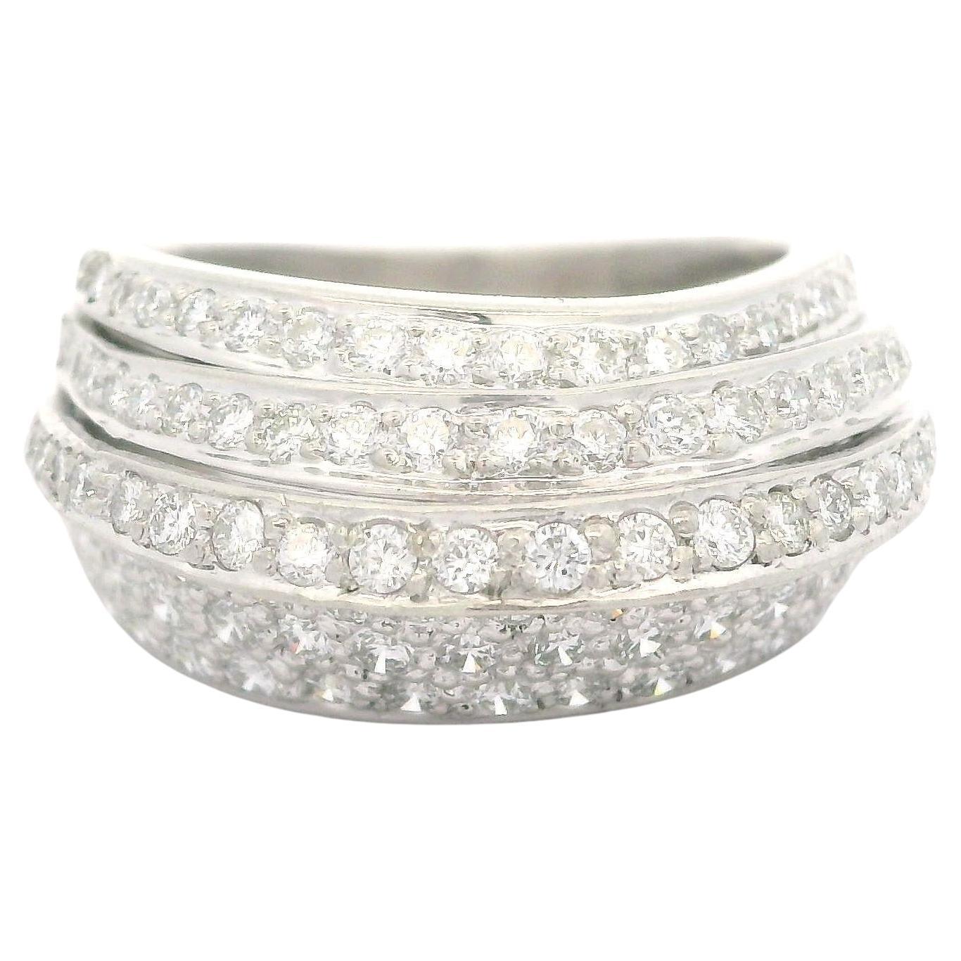 Cocktail-Ring aus Platin mit 1,25 Karat Pave Fiery Diamant im Stack-Stil