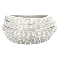 Vintage Platinum 1.25ctw Pave Fiery Diamond Stack Style Cocktail Band Ring