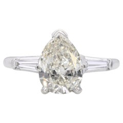Vintage Platinum 1.28ct J Si2 Pear Diamond Engagement Ring
