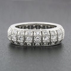 Vintage Platinum 1.30ctw Diamond Domed Open Work & Milgrain Eternity Band Ring