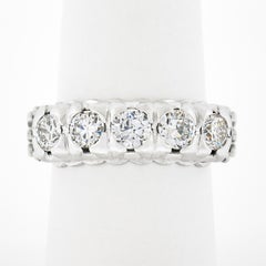 Vintage Platinum 1.30ctw Round Diamond Large Fishtail Pave Set 5 Stone Band Ring