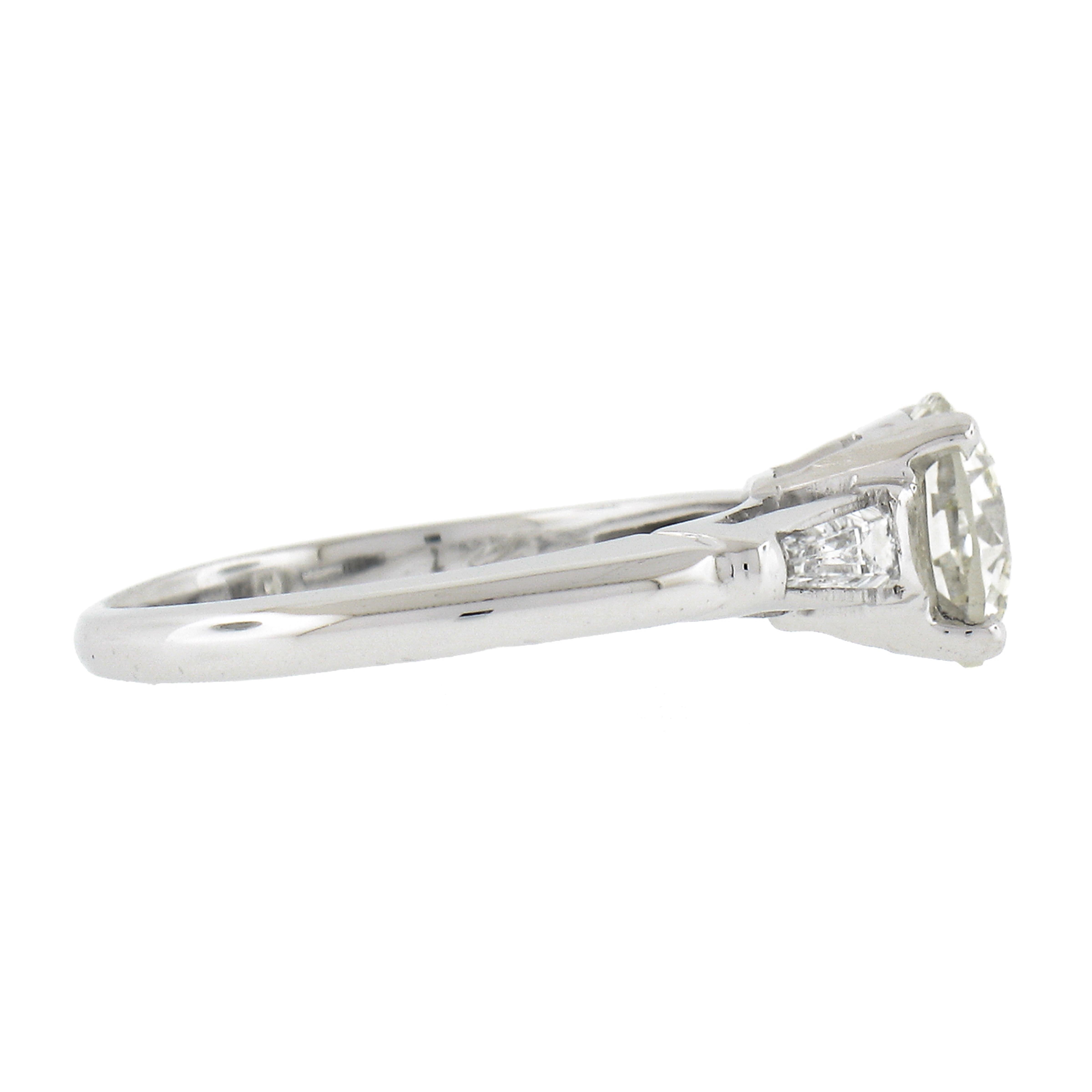 Women's Vintage Platinum 1.33ctw GIA Old European Cut Diamond 3 Stone Engagement Ring For Sale