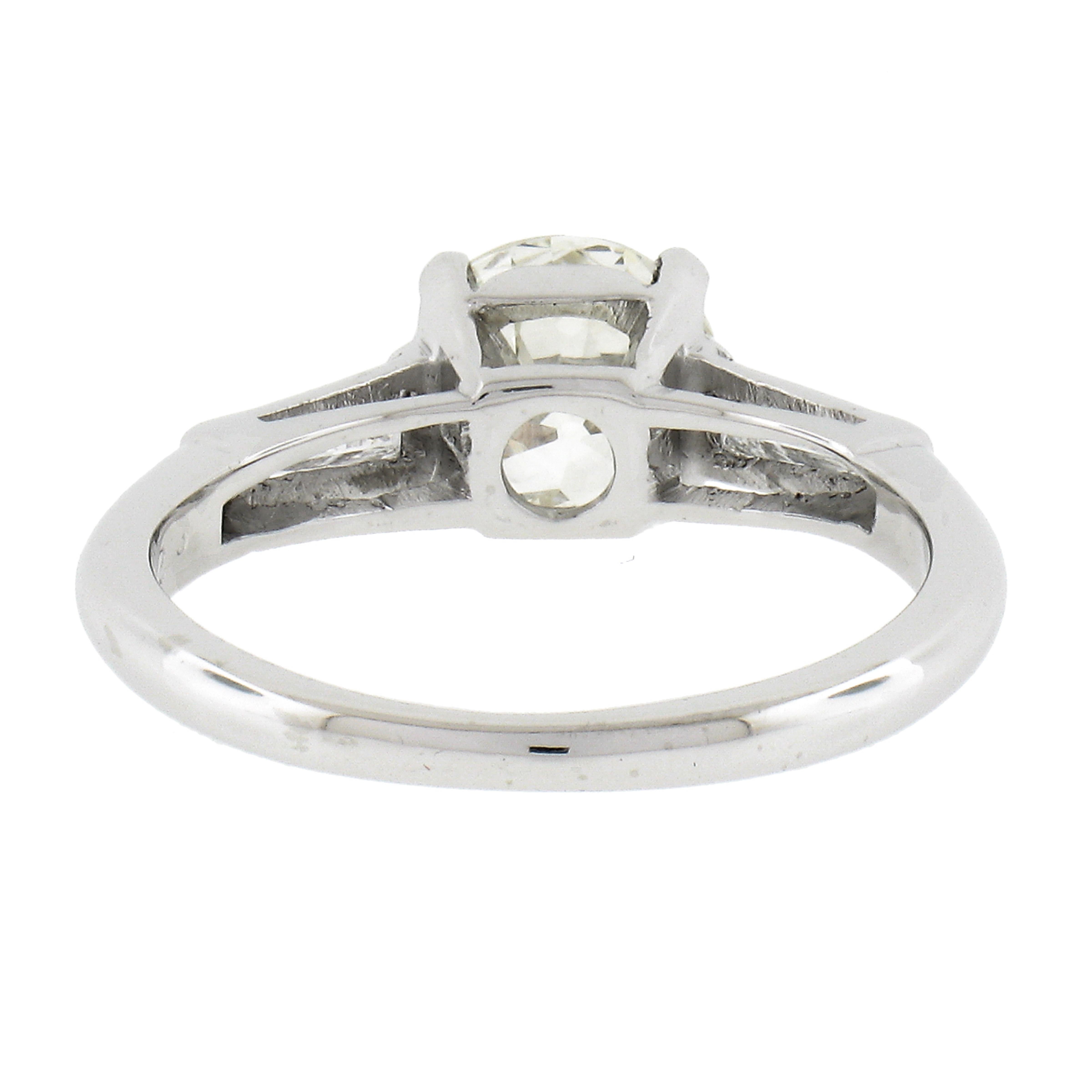 Verlobungsring aus Platin mit 3 Steinen, 1,33 Karat GIA Old European Cut Diamant 1