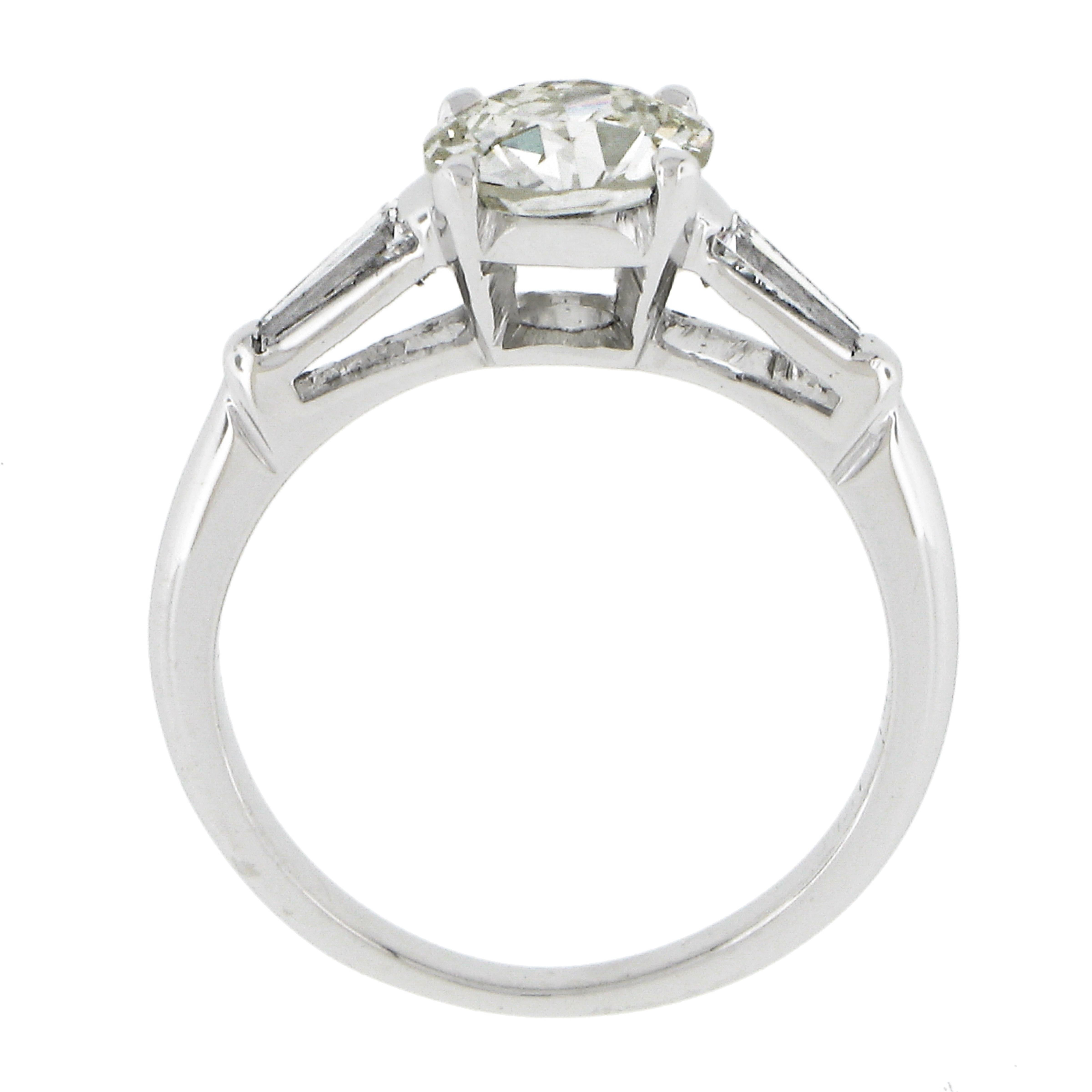 Vintage Platinum 1.33ctw GIA Old European Cut Diamond 3 Stone Engagement Ring For Sale 3