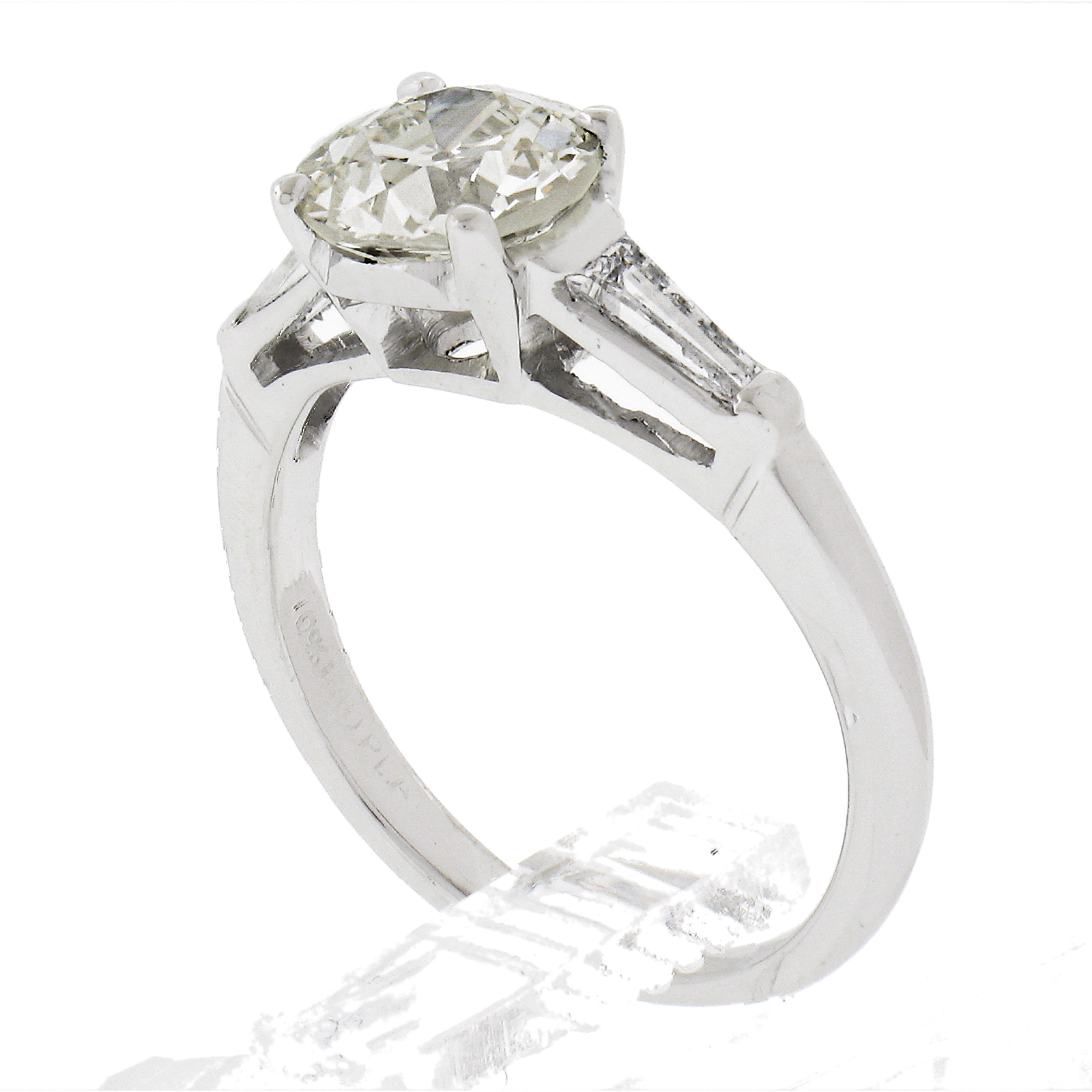 Vintage Platinum 1.33ctw GIA Old European Cut Diamond 3 Stone Engagement Ring For Sale 4