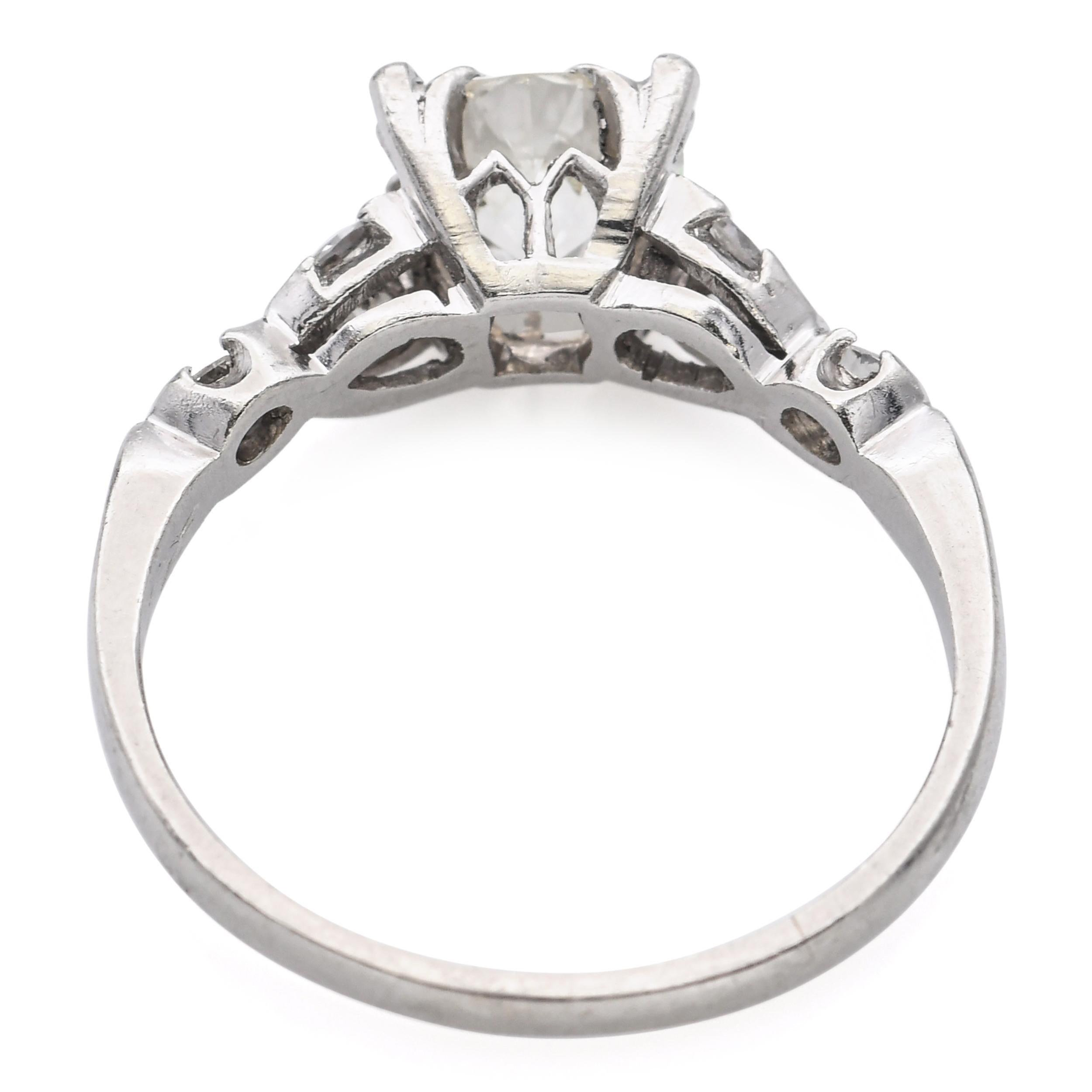 Women's Vintage Platinum 1.35tcw Old European Cut Diamond Engagement Ring For Sale