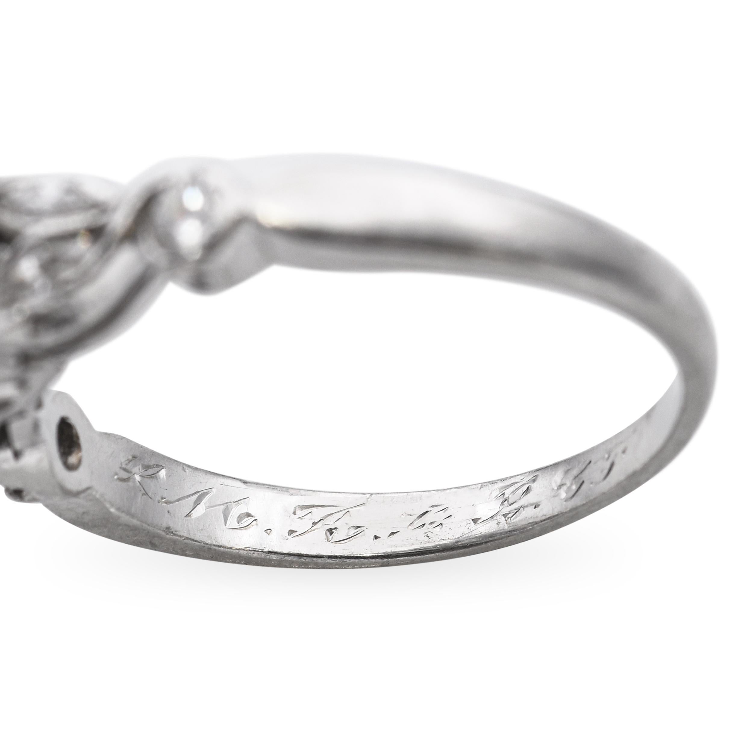 Vintage Platinum 1.35tcw Old European Cut Diamond Engagement Ring For Sale 2