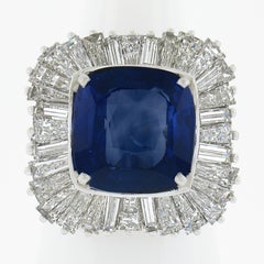 Handgefertigter Ballerina-Ring aus Platin mit 13,66 Karat Gia-Saphir im Kissenschliff und Diamanten
