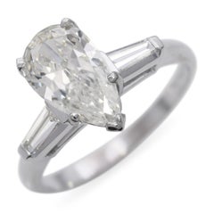 Vintage Platinum 1.38ct G Si2 Pear Shape Diamond Engagement Ring GIA Certified