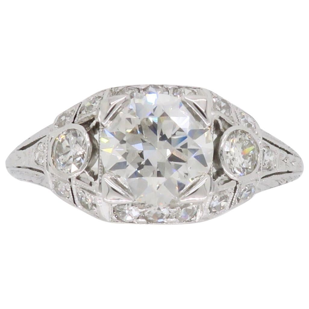 Vintage Platinum 1.40 Carat Diamond Engagement Ring