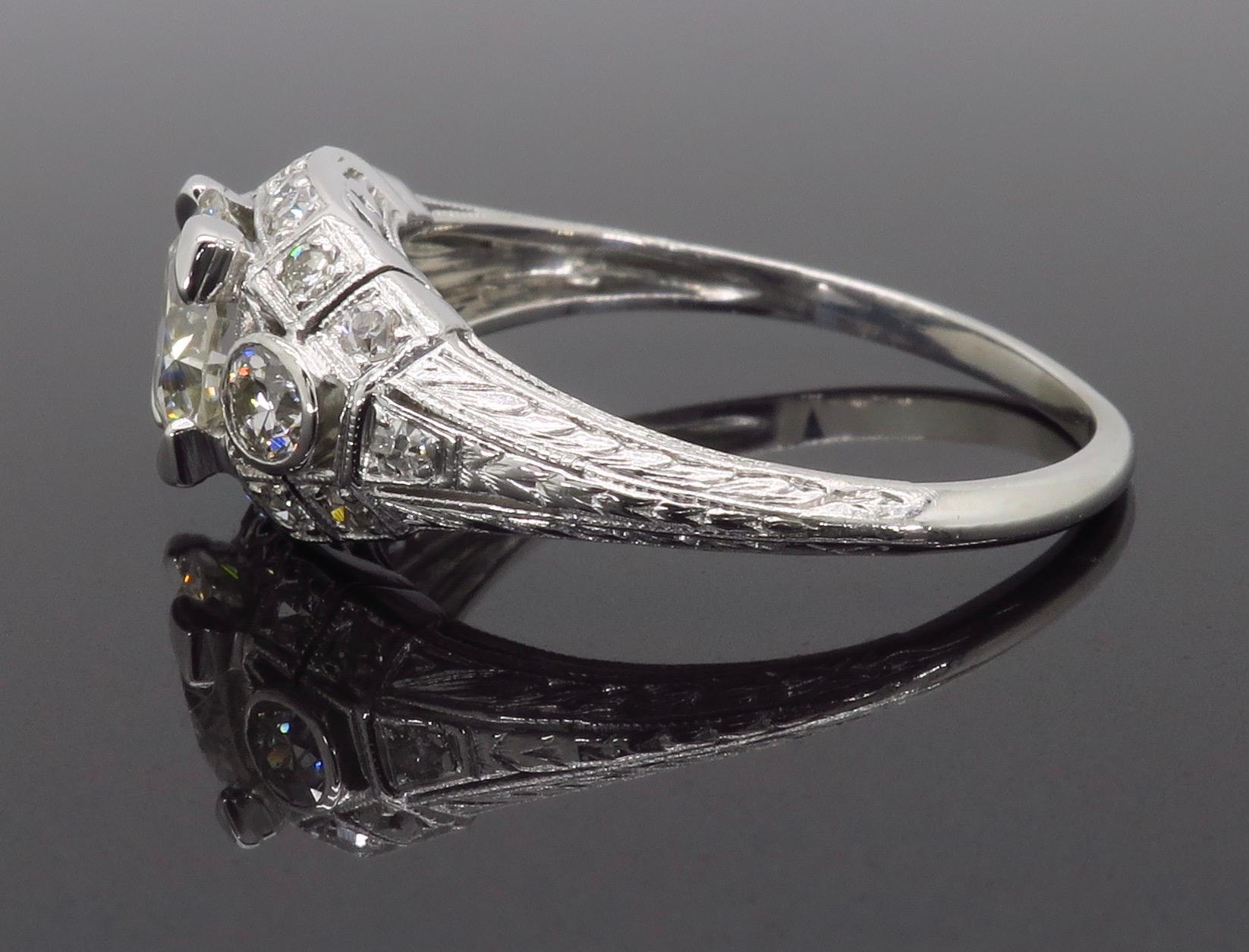 Vintage Platinum 1.40 Carat Diamond Engagement Ring In Excellent Condition In Webster, NY